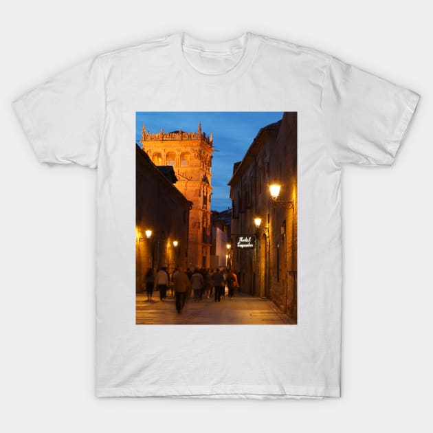 Calle de la Campania street at dusk, Salamanca T-Shirt by Kruegerfoto